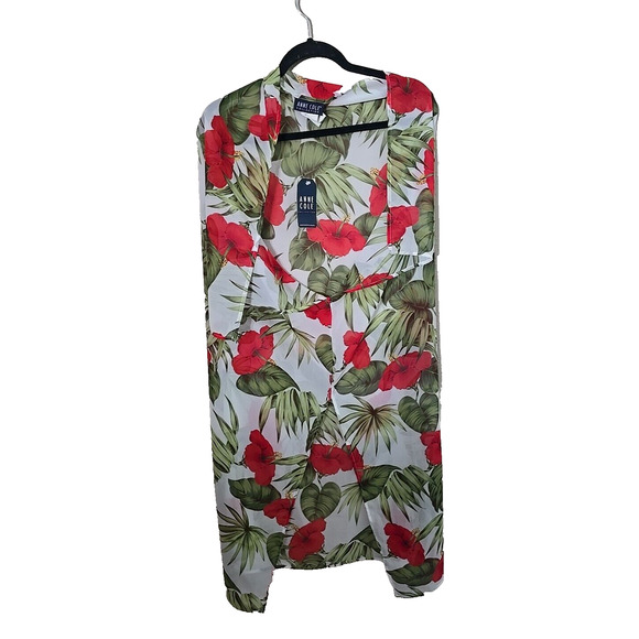 NWT Anne Cole White Floral Print Beach Summer Cover-Up Swimwear Womans Sz Small - Picture 1 of 6